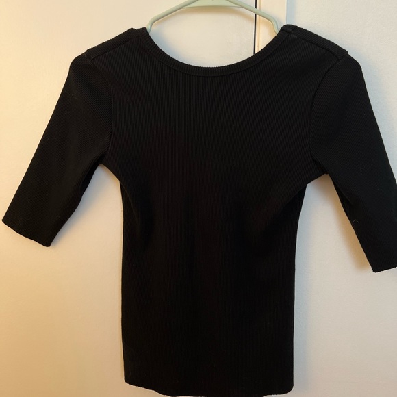 J BRAND black ribbed tee with open back - Picture 2 of 6